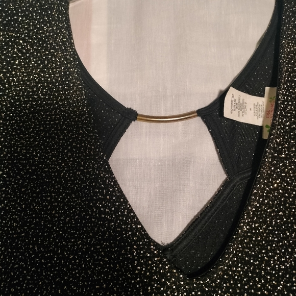 NEW Check It Out Plus Size Gown Metallic Gold Glitter Dress 2X, 2XL - Picture 5 of 11